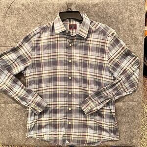 Untuckit Shirt Mens LG Blue / Green Slim Fit Wrinkle Free Button‎ Up. Collins